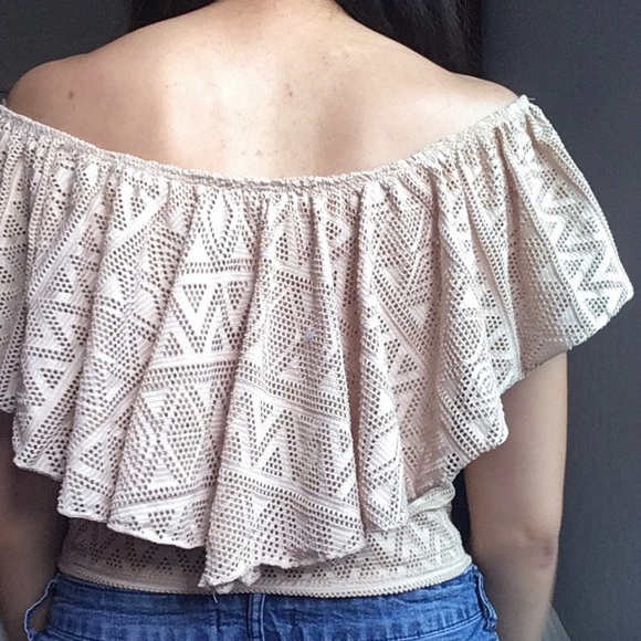 Beige Off the Shoulder Top - Picture 3 of 4